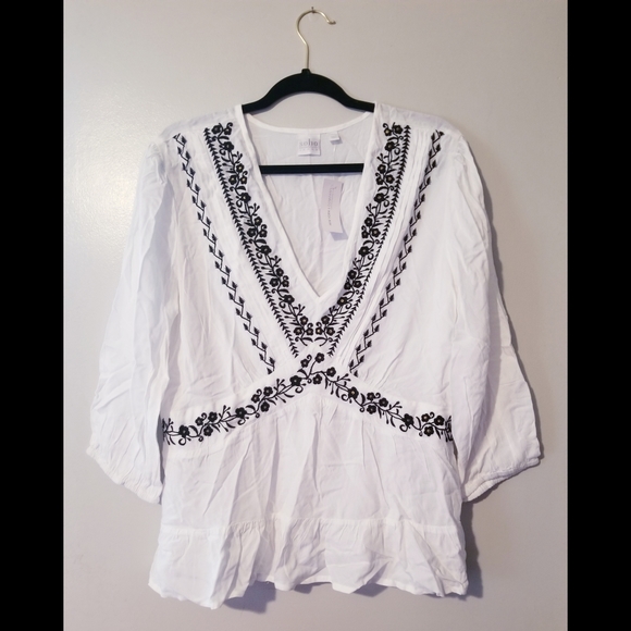 New York & Company Tops - Ny & Co white deep v-neck boho peasant blouse